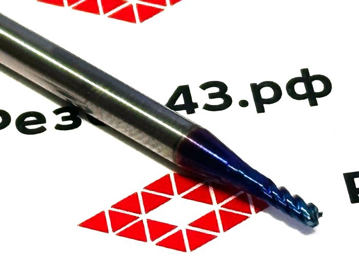 Концевая фреза с закруглённым углом режущей кромки R0.5 D2-D4-50 4Z, сталь (HRC65)