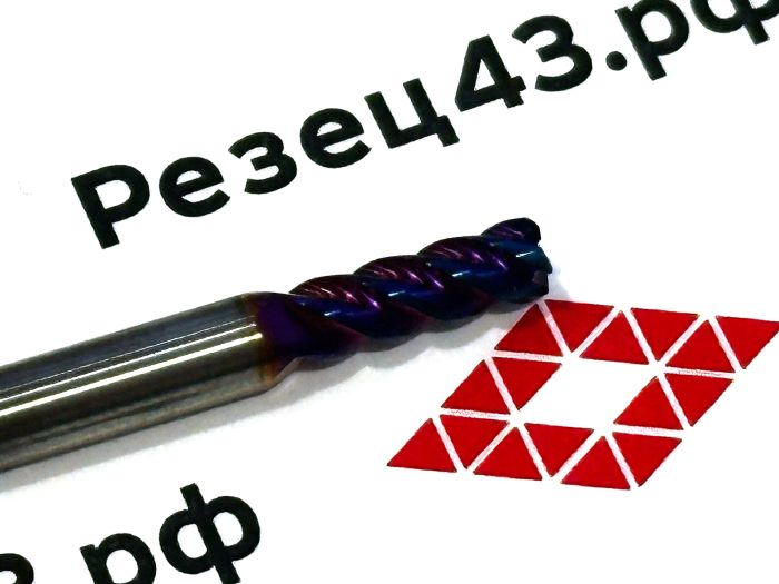 Концевая фреза с закруглённым углом режущей кромки R0.5 D3.5-D4-50 4Z, сталь (HRC65)