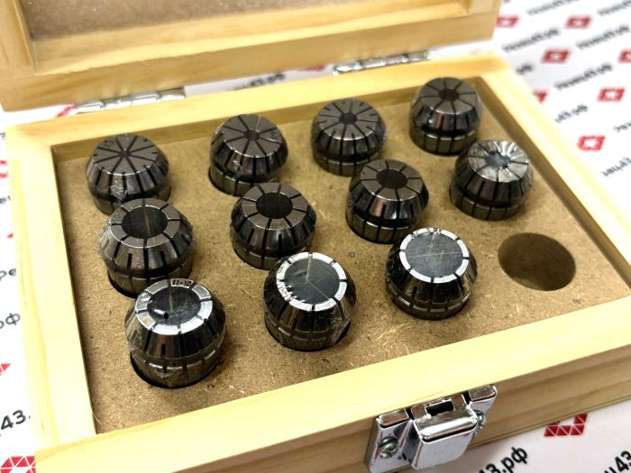Набор высокоточных цанг ER20 в деревянном кейсе 11 шт (ER20-11pcs) DDR
