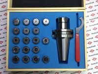 Цанговый патрон BT50 (ISO50) с ключом и с набором цанг ER32 в деревянном кейсе