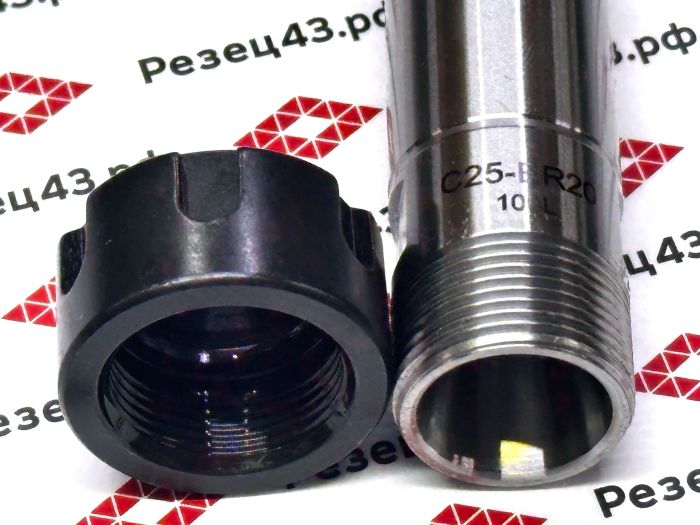 Цанговый патрон с цилиндрическим хвостовиком, диаметр 25 мм, для цанг ER20 (C25-ER20UM-100)