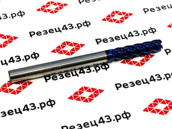 Концевая фреза с закруглённым углом режущей кромки R1 D6-D6-75 4Z, сталь (HRC65)