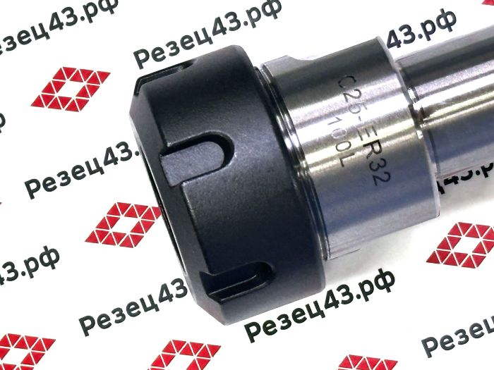 Цанговый патрон с цилиндрическим хвостовиком, диаметр 25 мм, для цанг ER25 (C25-ER32UM-100)