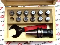 Цанговый патрон BT30 / ISO30 с ключом и набором цанг ER20 в кейсе (BT30-ER20-11PCS)