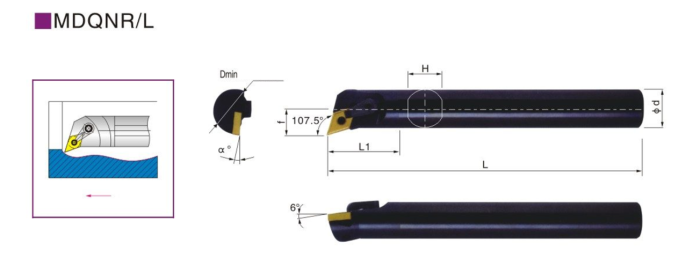 Резец внутреннего точения S25S-MDQNR15