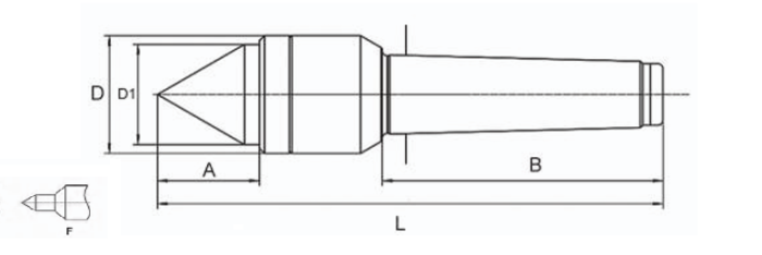 Подвижный токарный центр (New Type Live Center for CNC) с конусом Морзе 1 - F