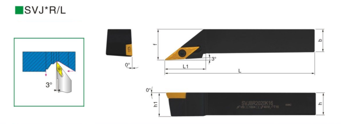 Резец наружного точения SVJCL1616H16